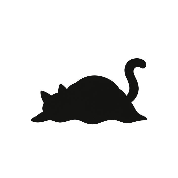 毛布から顔を出す猫のシルエットのイラスト（透過PNG）