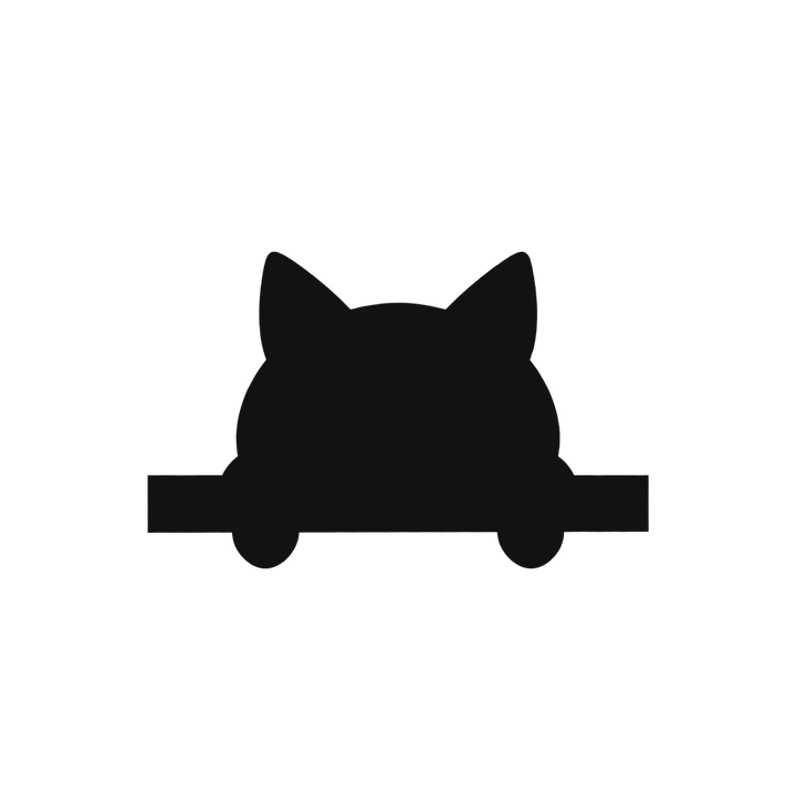 かべの上からのぞく猫のシルエットのイラスト（透過PNG）