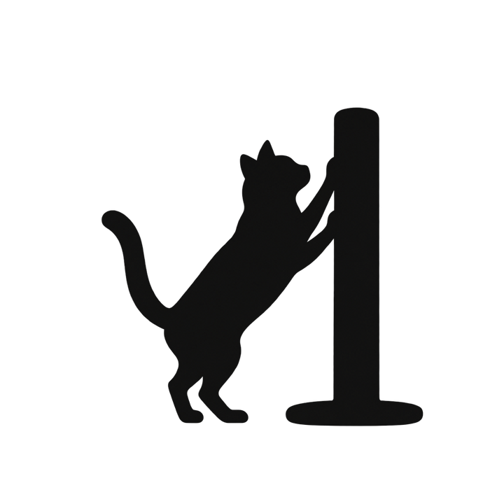 爪とぎする猫のシルエットのイラスト（透過PNG）
