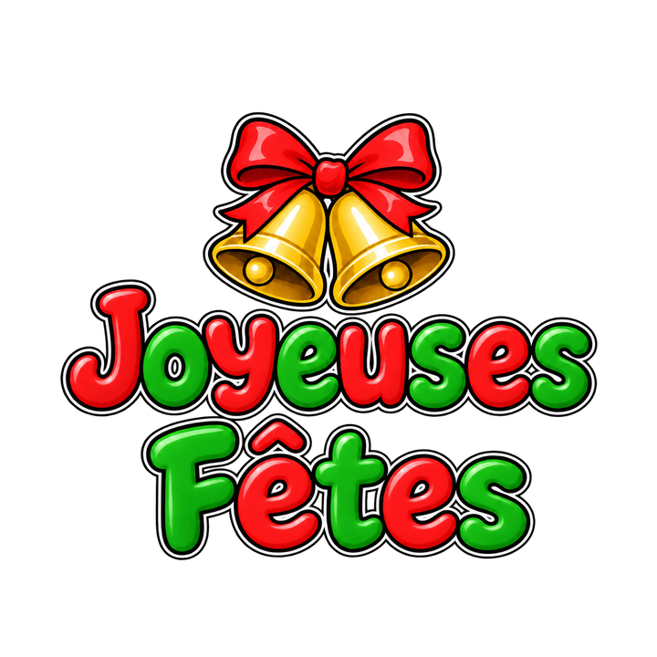 Joyeuses Fêtes aux clochettes – clipart de Noël PNG transparent