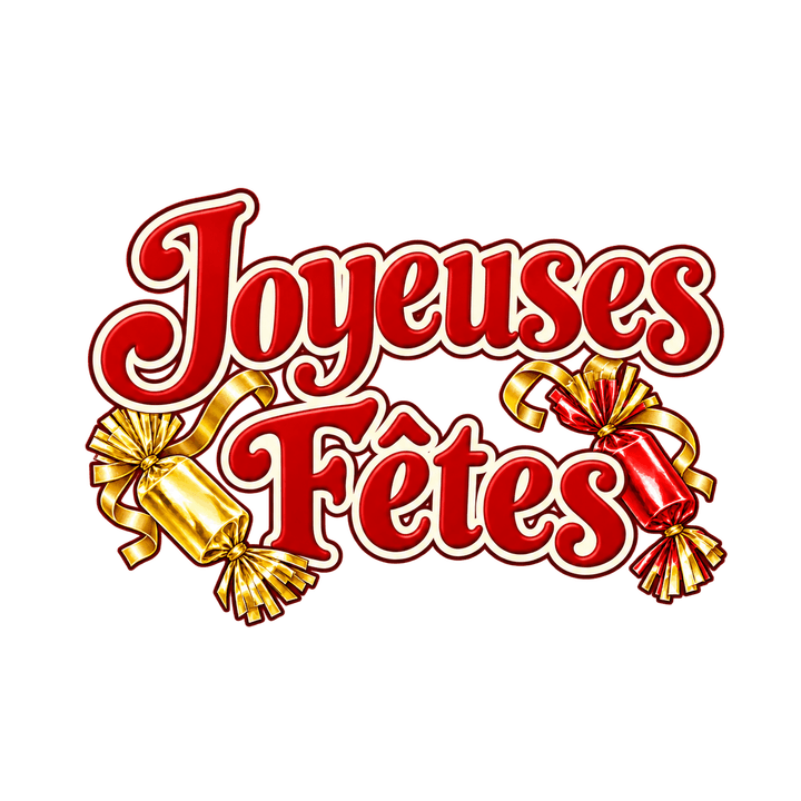 Joyeuses Fêtes et papillotes – clipart de Noël PNG transparent