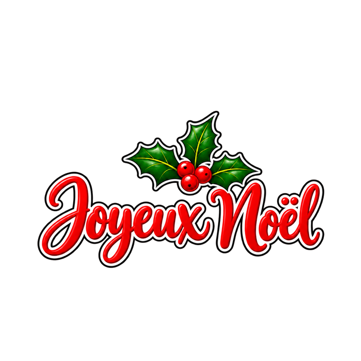 Joyeux Noël rouge au houx – clipart de Noël PNG transparent