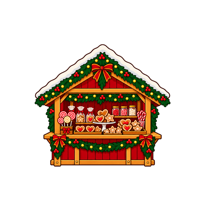 Chalet du marché de Noël – clipart de Noël PNG transparent