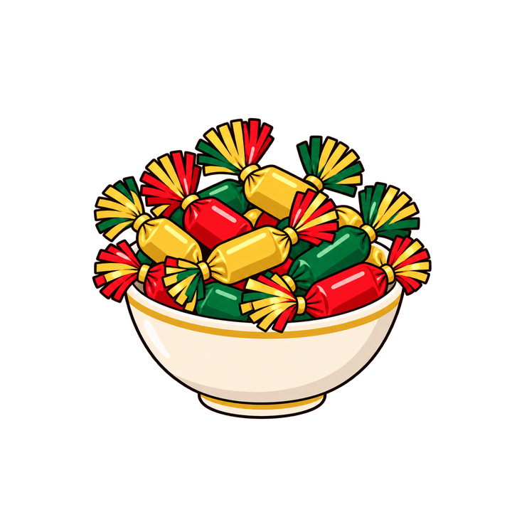 Bol de papillotes – clipart de Noël PNG transparent