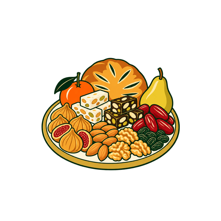 Plateau des treize desserts – clipart de Noël PNG transparent