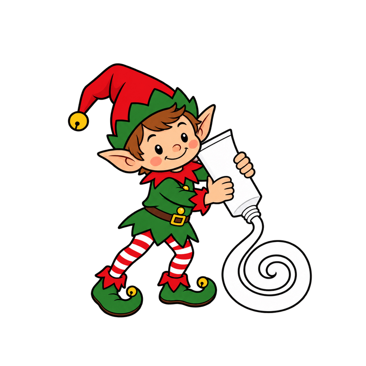 Lutin avec un tube de dentifrice – clipart de Noël PNG transparent