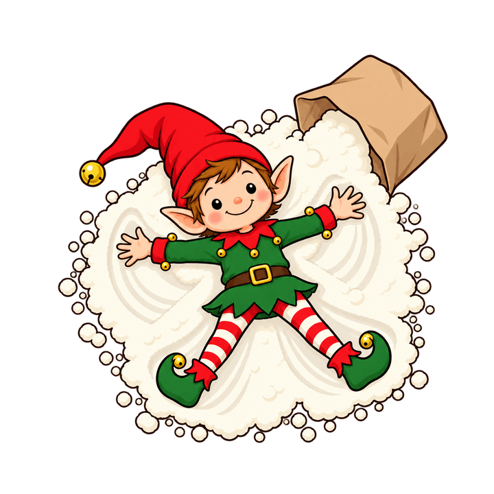 Lutin farceur dans la farine – clipart de Noël PNG transparent