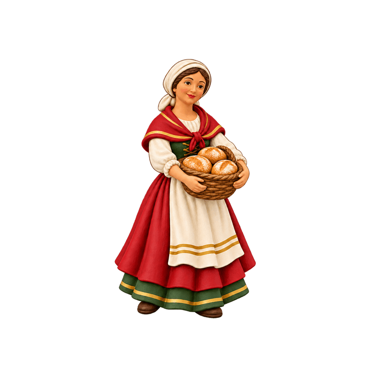 Santon de la boulangère – clipart de Noël PNG transparent