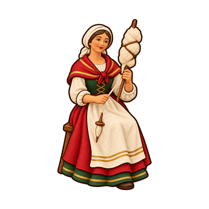 Santon de la fileuse – clipart de Noël PNG transparent