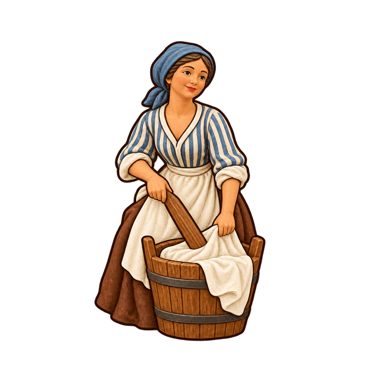 Santon de la lavandière – clipart de Noël PNG transparent