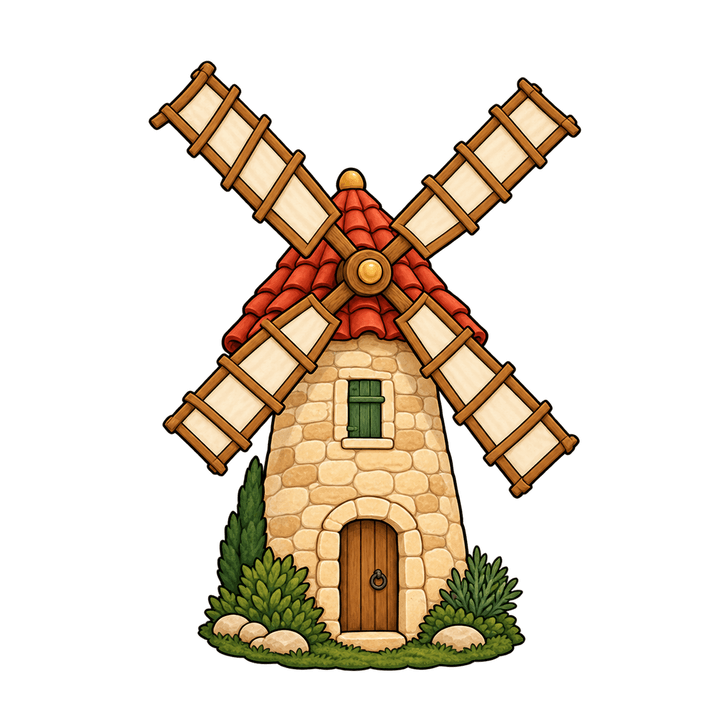 Moulin de la crèche provençale – clipart de Noël PNG transparent