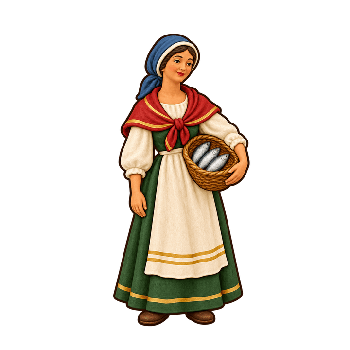 Santon de la poissonnière – clipart de Noël PNG transparent