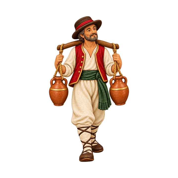 Santon du porteur d’eau – clipart de Noël PNG transparent