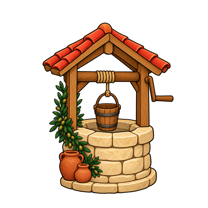 Puits de la crèche provençale – clipart de Noël PNG transparent