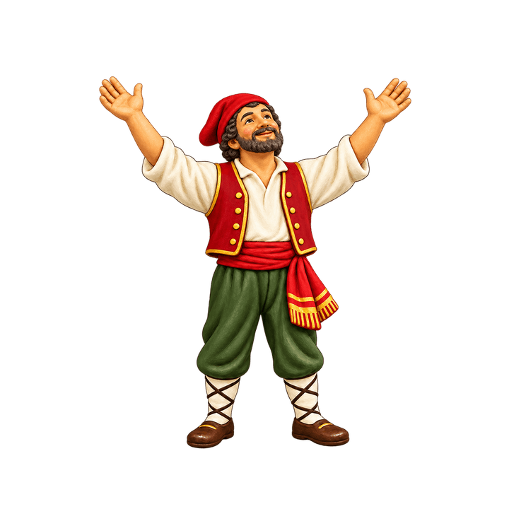 Santon du Ravi – clipart de Noël PNG transparent