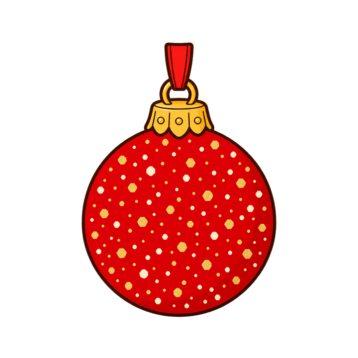 Boule de Noël rouge pailletée – clipart de Noël PNG transparent