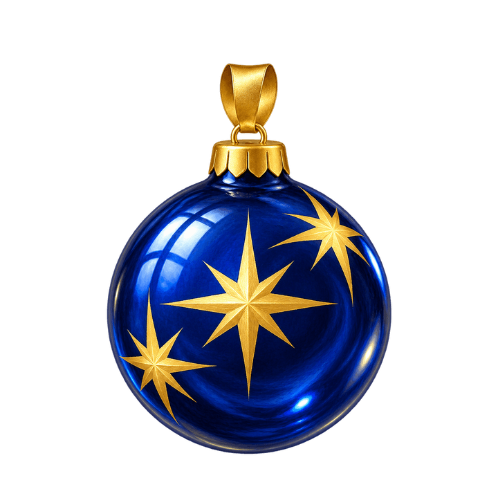 Boule de Noël bleue étoilée – clipart de Noël PNG transparent