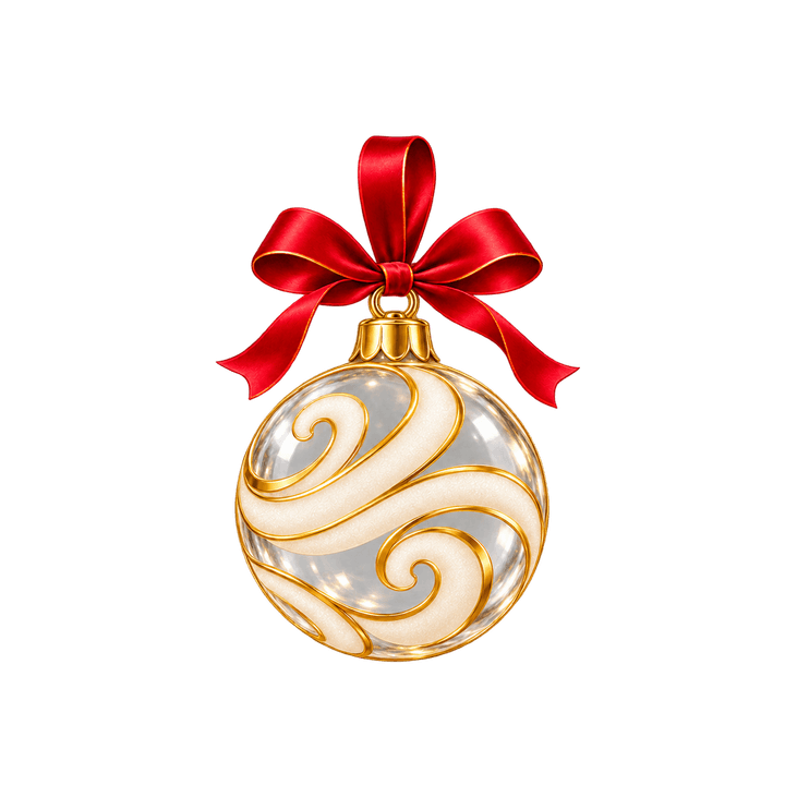 Boule de Noël aux spirales dorées – clipart de Noël PNG transparent