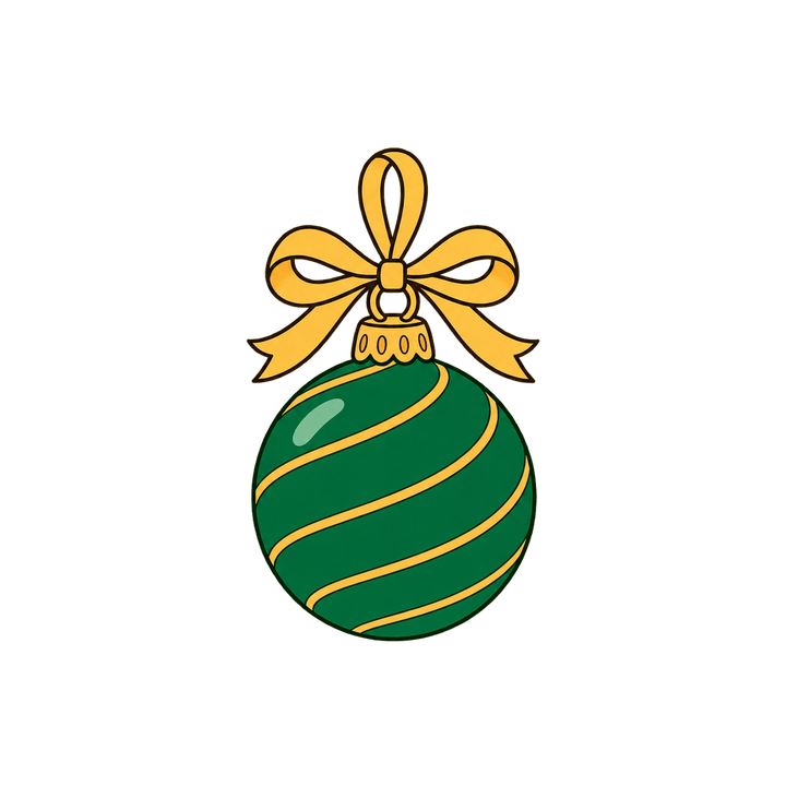 Boule de Noël verte rayée – clipart de Noël PNG transparent