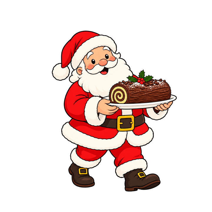 Père Noël portant une bûche – clipart de Noël PNG transparent
