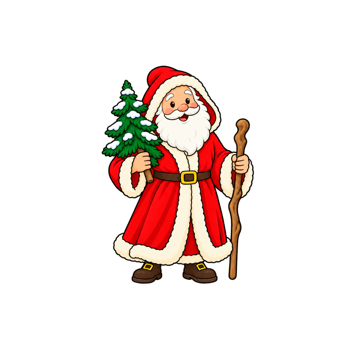 Père Noël au long manteau – clipart de Noël PNG transparent