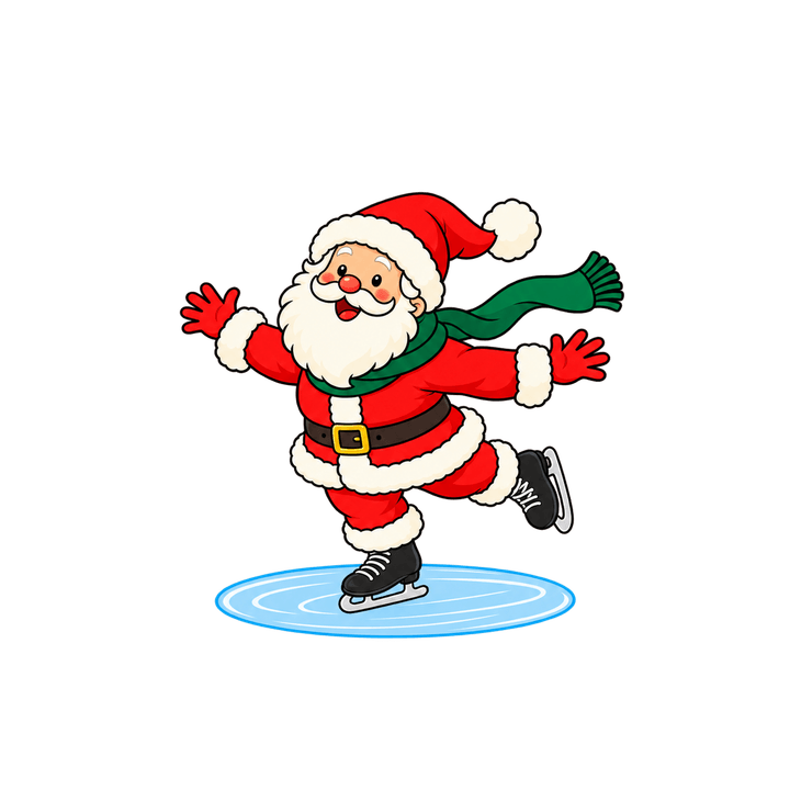 Père Noël qui patine – clipart de Noël PNG transparent