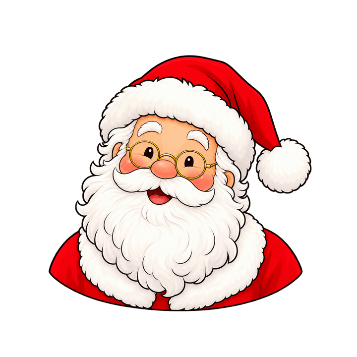 Père Noël à lunettes rondes – clipart de Noël PNG transparent