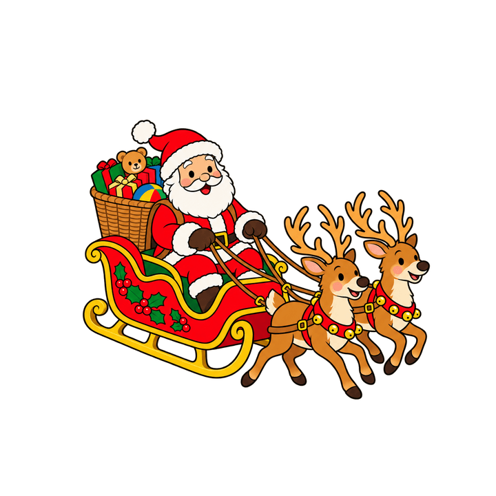 Père Noël en traîneau – clipart de Noël PNG transparent