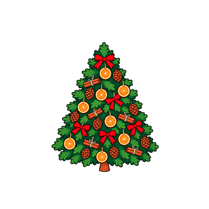 Sapin aux tranches d’orange – clipart de Noël PNG transparent