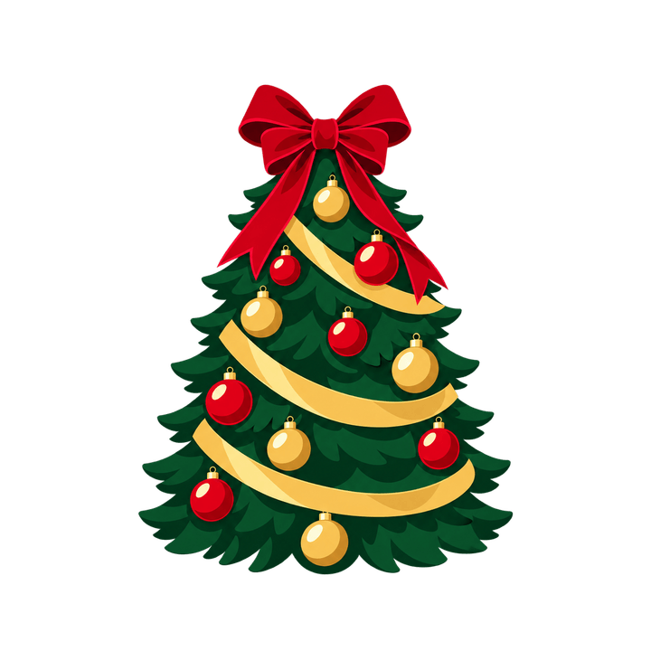 Sapin rouge et or – clipart de Noël PNG transparent