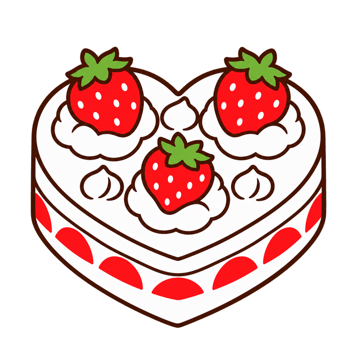 ハートのショートケーキのイラスト（クリスマス・透過PNG）