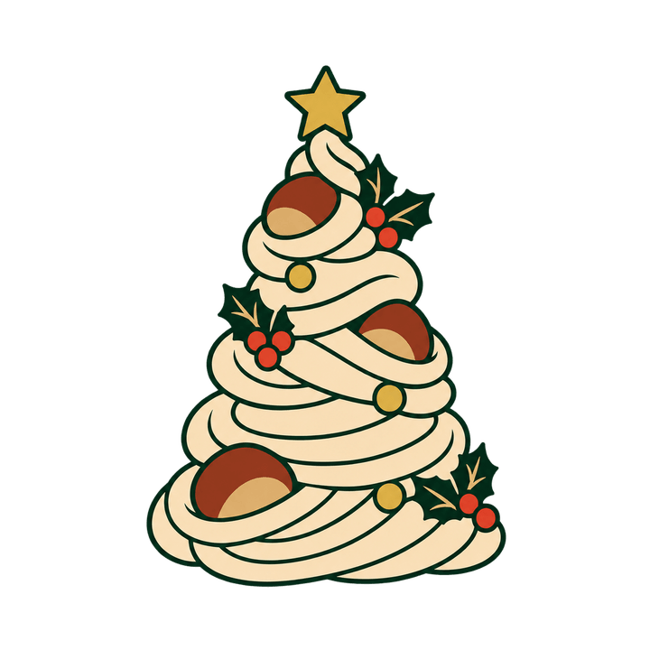 ツリー形のモンブランのイラスト（クリスマス・透過PNG）