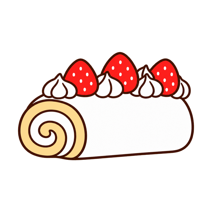 いちごのロールケーキのイラスト（クリスマス・透過PNG）