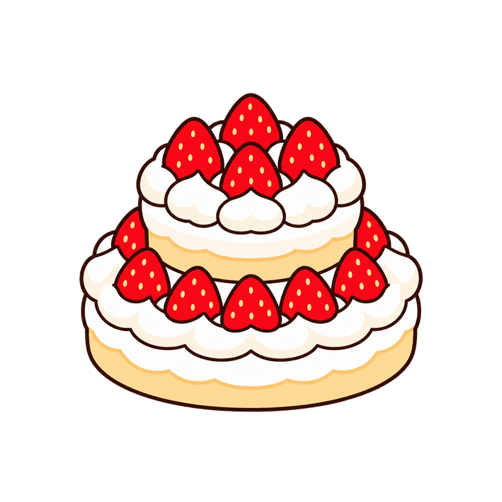 二段のショートケーキのイラスト（クリスマス・透過PNG）