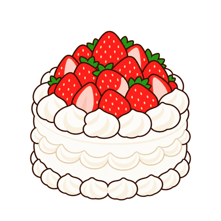 いちごたっぷりのケーキのイラスト（クリスマス・透過PNG）