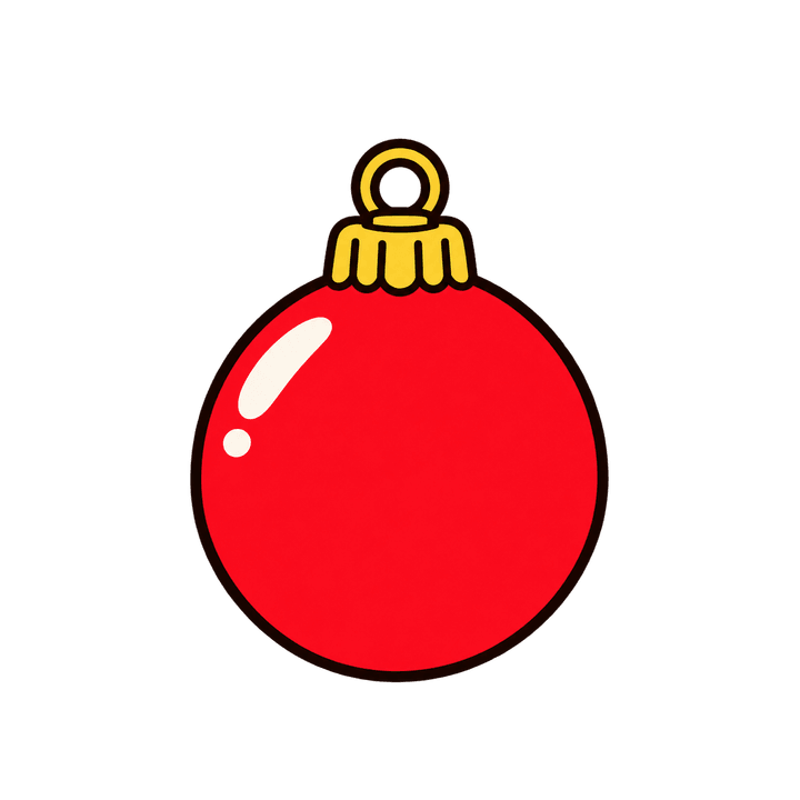 赤いオーナメントのイラスト（クリスマス・透過PNG）
