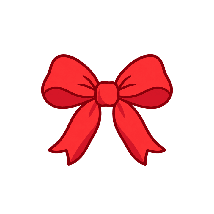 大きな赤いリボンのイラスト（クリスマス・透過PNG）