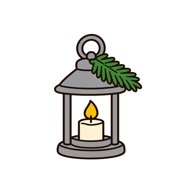 キャンドルのランタンのイラスト（クリスマス・透過PNG）