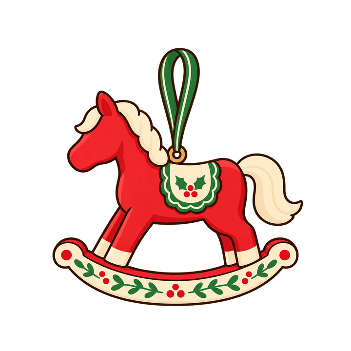 木馬のオーナメントのイラスト（クリスマス・透過PNG）