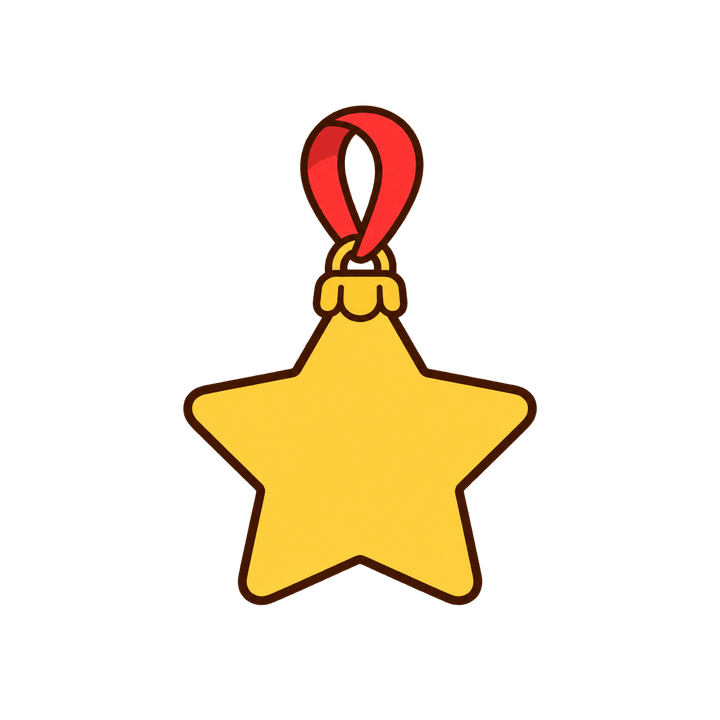 星のオーナメントのイラスト（クリスマス・透過PNG）