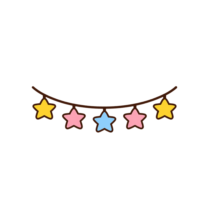 星のガーランドのイラスト（クリスマス・透過PNG）
