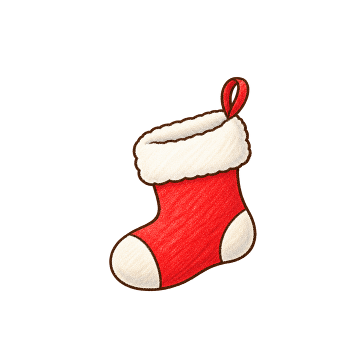 クリスマスの赤い靴下のイラスト（透過PNG）