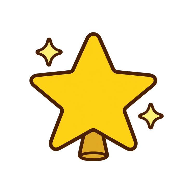 ツリーのてっぺんの星のイラスト（クリスマス・透過PNG）