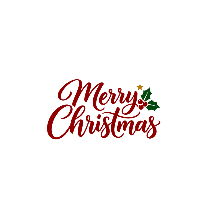 赤い筆記体のMerry Christmasのイラスト（クリスマス・透過PNG）