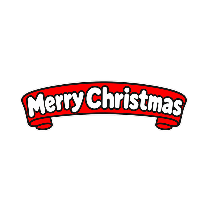 リボンに書いたMerry Christmasのイラスト（クリスマス・透過PNG）