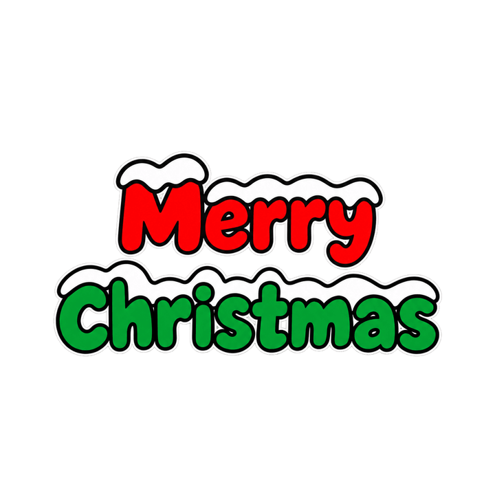 雪をのせたMerry Christmasのイラスト（クリスマス・透過PNG）