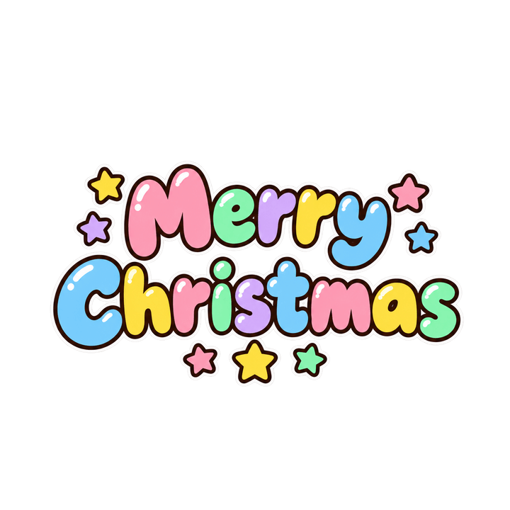 パステルのMerry Christmasのイラスト（クリスマス・透過PNG）