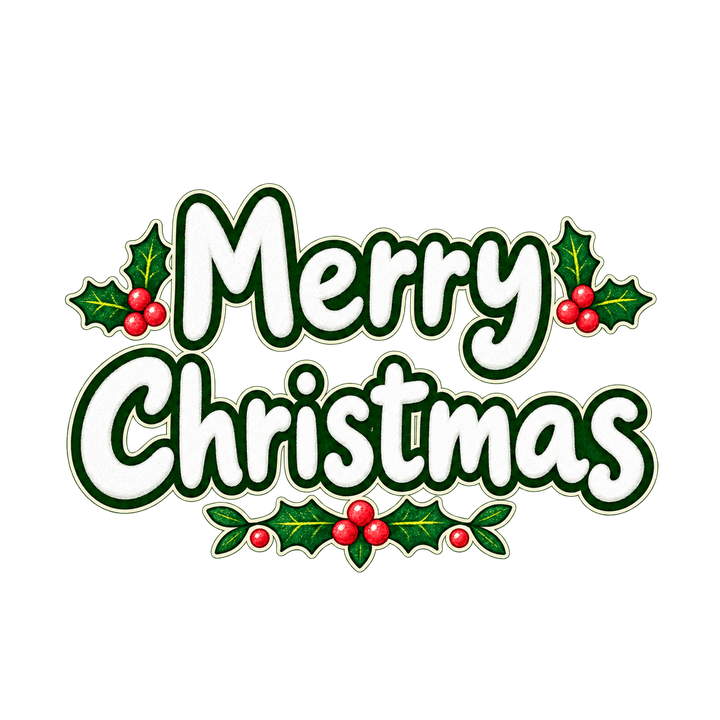 チョーク文字のMerry Christmasのイラスト（クリスマス・透過PNG）