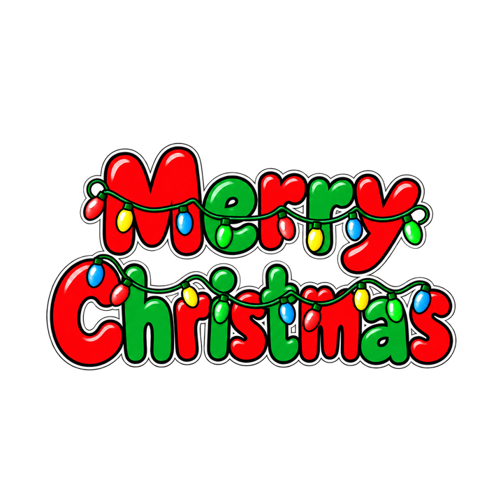 電飾つきのMerry Christmasのイラスト（クリスマス・透過PNG）