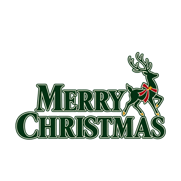 トナカイとMerry Christmasのイラスト（クリスマス・透過PNG）